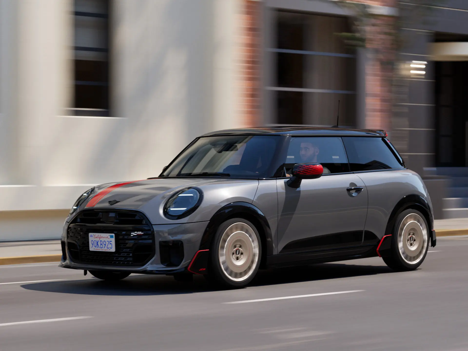 Un hombre conduciendo un MINI Cooper